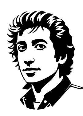 Black and White Portrait Illustration Bob Dylan