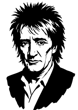 Rod Stewart Black and White Portrait