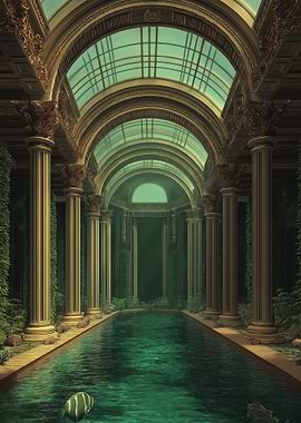 Ornate Pool Hall with Columns