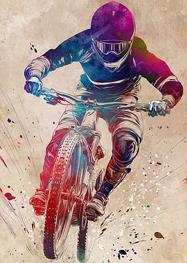 Mountain biker watercolor art