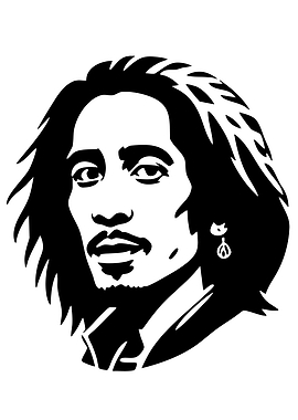 Bob Marley Black and White Portrait