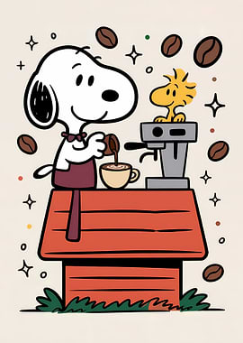 Snoopy Makes Coffee for Woodstock