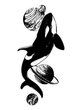 Orca in Space Black and White