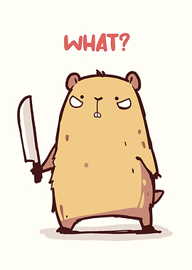 Angry Cartoon Beaver with Knife