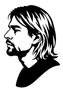 Black and White Portrait Silhouette kurt cobain