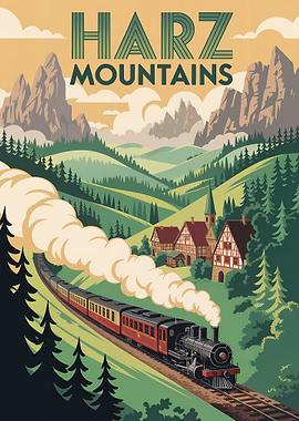 Harz Mountains Train Travel Poster