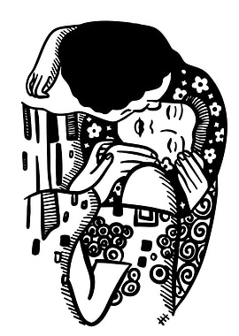 Black and White Kiss Illustration