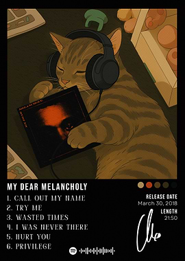 Cat listening to My Dear Melancholy