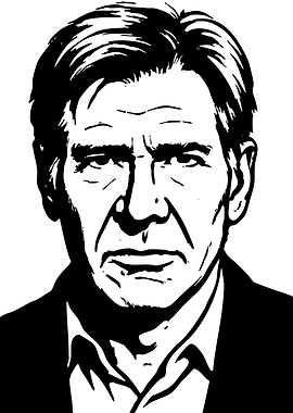 Harrison Ford Portrait Black and White