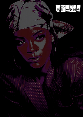 Rihanna Portrait with Bandana and Suit