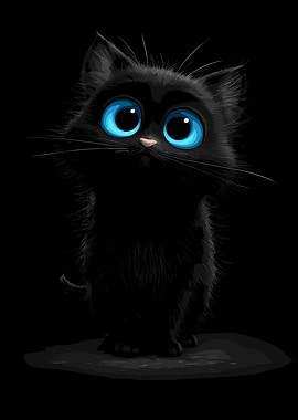 Cute Black Cat with Blue Eyes