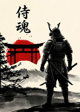 Samurai Spirit Ink Landscape