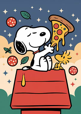 Snoopy and Woodstock Pizza Party