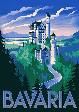 Bavaria Neuschwanstein Castle Travel Poster
