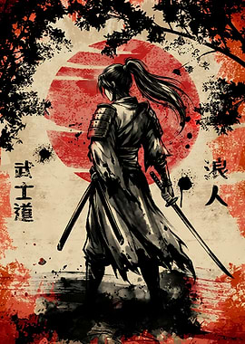 Samurai Warrior Ink Art