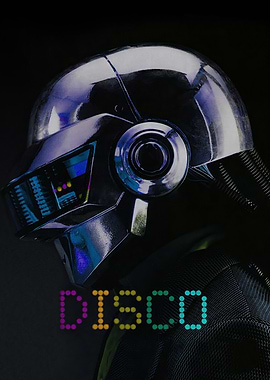 Chrome Helmet with Disco Text
