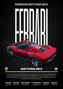 Ferrari Daytona SP3 Car Poster