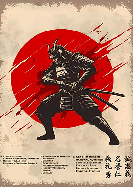 Samurai Warrior with Red Sun