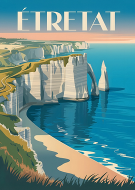 Étretat Cliffs Travel Poster
