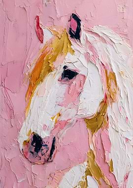 Pink Horse Oil Painting