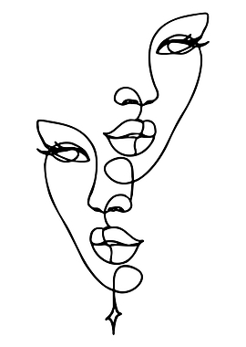 Abstract Faces Line Art