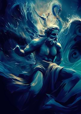 Poseidon in the Ocean Waves