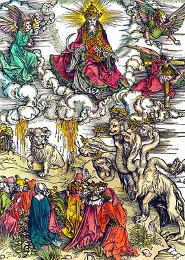 Vision of the Beast Albrecht Durer Engraving