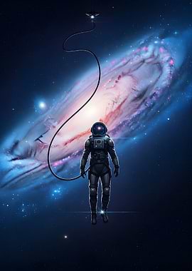 Astronaut in Space with Galaxy
