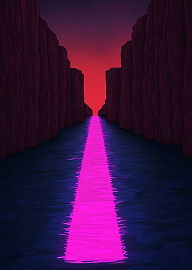 Neon River Canyon Landscape