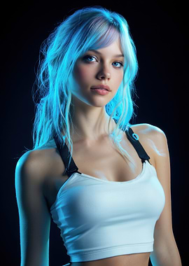 Woman with Blue Hair Portrait