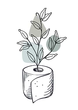 Toilet Paper Roll with Plant