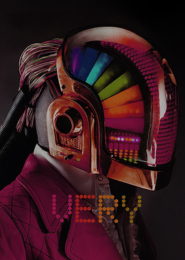 Futuristic Helmet with Rainbow Visor
