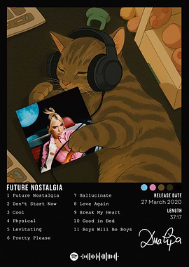 Cat Listening to Dua Lipa Album