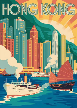 Hong Kong Travel Poster Art Deco