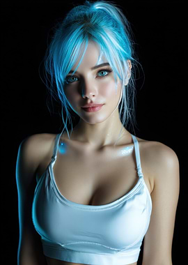 Woman with Blue Hair and Eyes