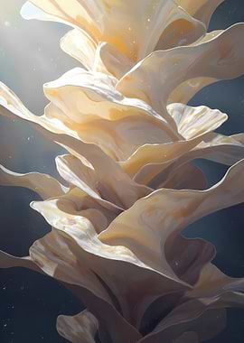 Abstract Floral Tower in Cream and Beige