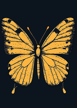 Yellow Butterfly Illustration on Dark Background