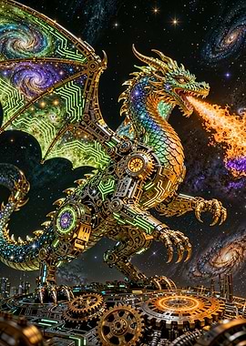 Cyberpunk Cosmic Dragon