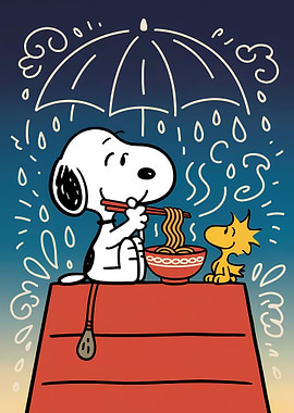 Snoopy and Woodstock Ramen Rainy Day