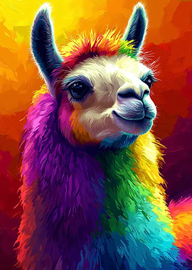 Colorful Llama Portrait