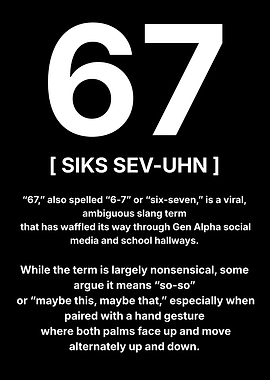 67 Slang Definition