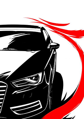 Black and White Car Illustration