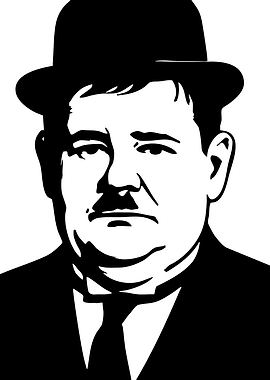 Oliver Hardy Black and White Portrait