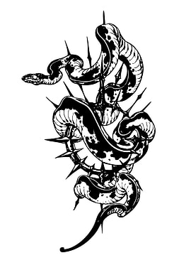 Snake and Thorns Black and White