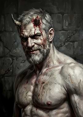 Bloody Horned Man Portrait