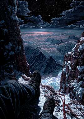 Mountain Climber's View at Night