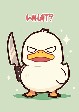 Angry Duck with Knife Cartoon Illustration