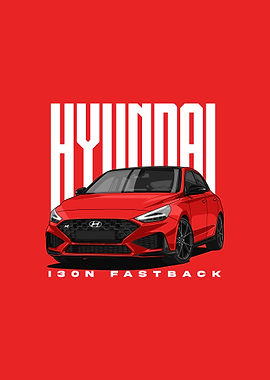 Red Hyundai i30N Fastback Illustration