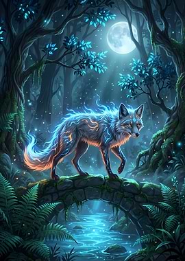 Mystical Fox in Enchanted Forest