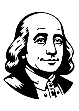 Benjamin Franklin Portrait Black and White